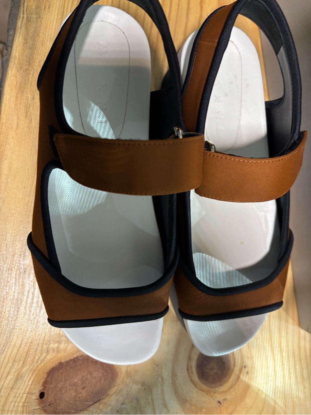 Marni Brown and Black Platform Sandals with Green Sole - Picture 2 of 5